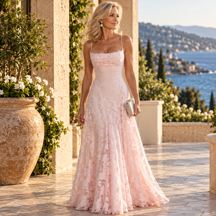 Penelope | Elegant Lace Maxi Races Dress with Corset Bodice