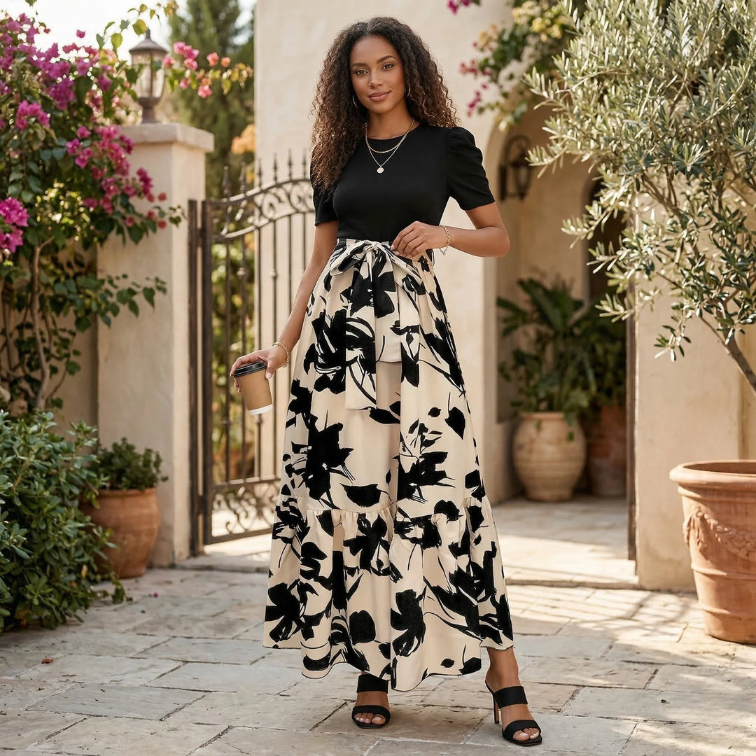 Aaliyah | Cosy Floral Tie-Waist Maxi Races Dresses
