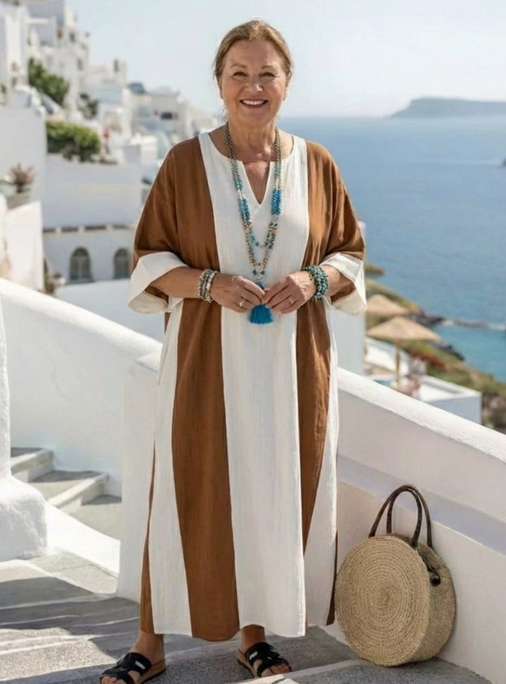 Aaliyah | Classic Colour Block Short Sleeve Maxi Beach Dress
