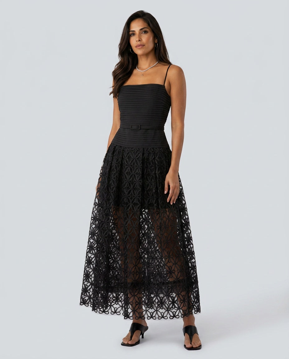 Aaliyah | Effortless Pleated Lace Maxi Races Dresses