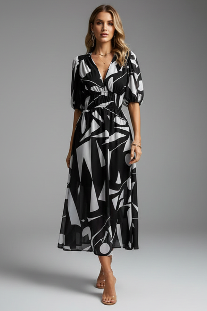 Aaliyah | Floral Puff Sleeve Midi Summer Dresses