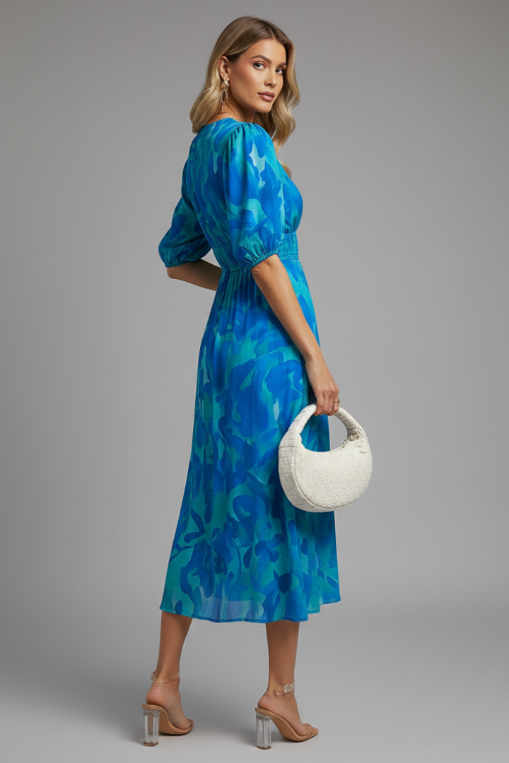 Aaliyah | Floral Puff Sleeve Midi Summer Dresses