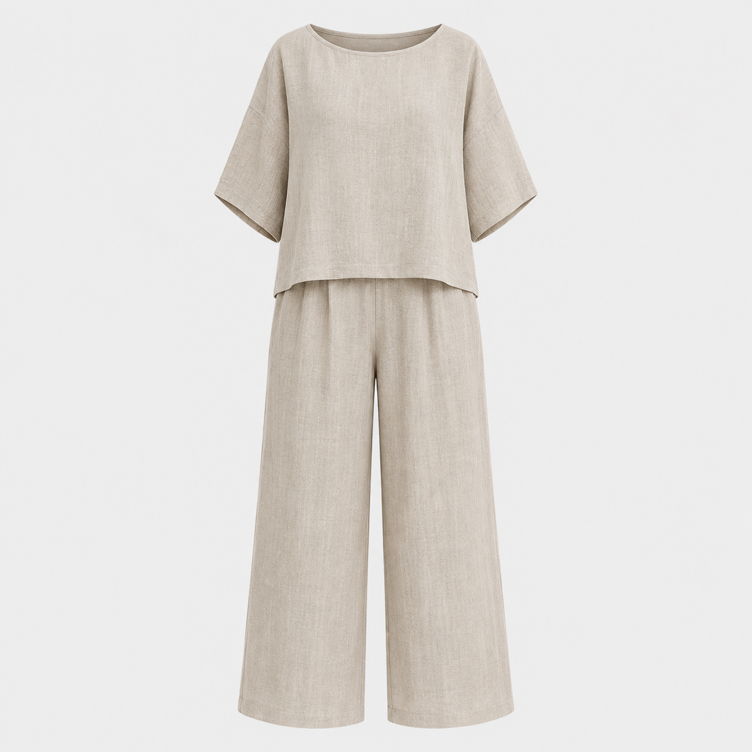 Aaliyah | Polished Wide Leg Linen Pants Look Set