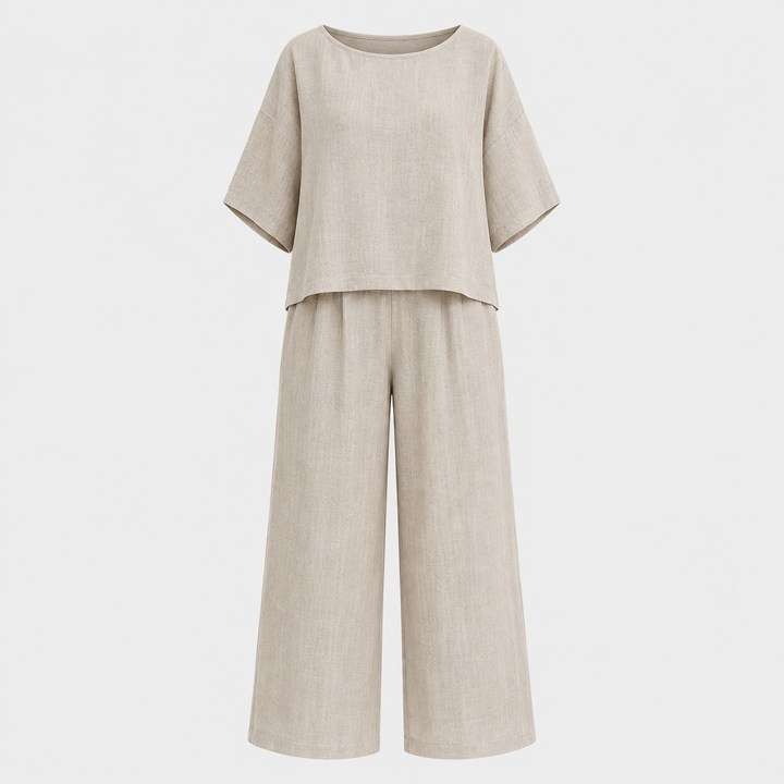 Aaliyah | Polished Wide Leg Linen Pants Look Set