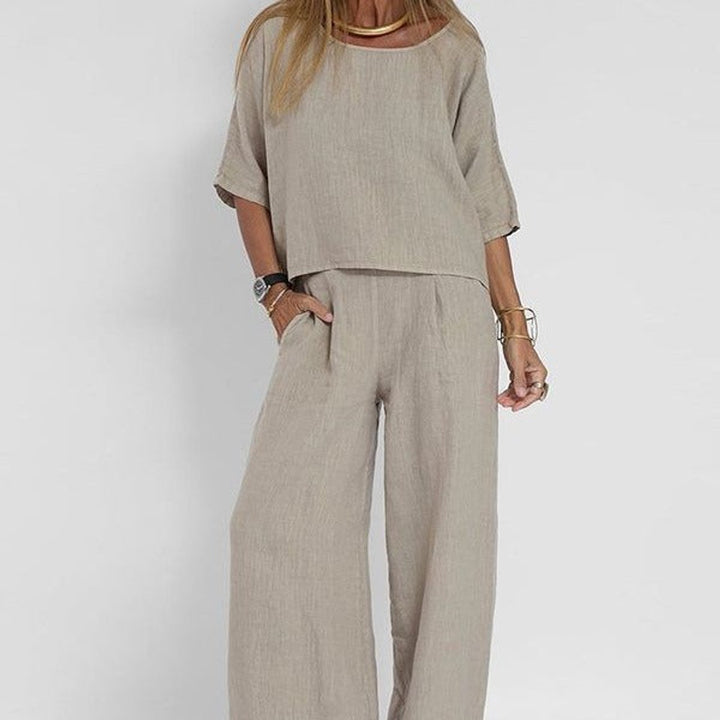 Aaliyah | Polished Wide Leg Linen Pants Look Set