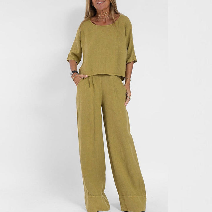 Aaliyah | Polished Wide Leg Linen Pants Look Set