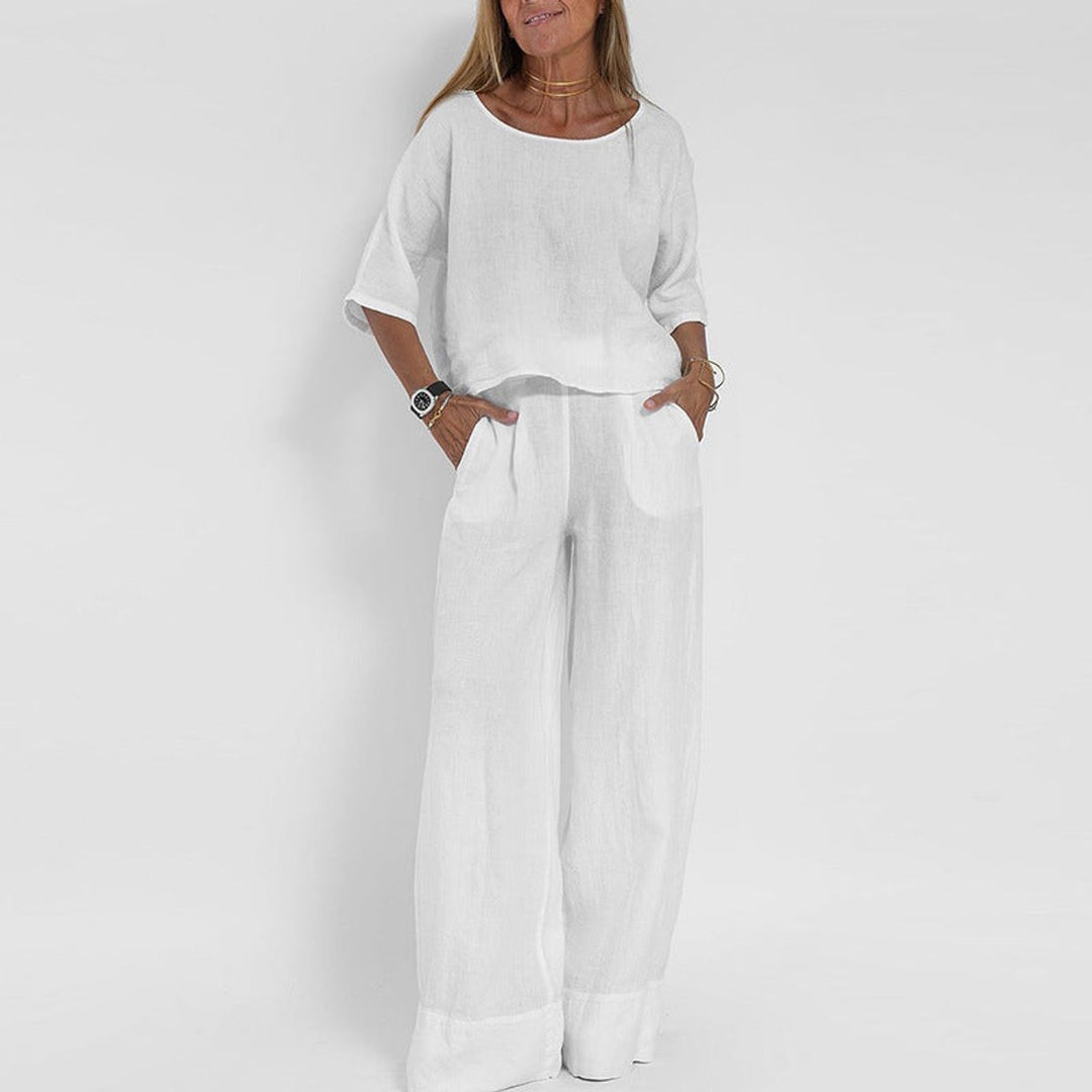 Aaliyah | Polished Wide Leg Linen Pants Look Set
