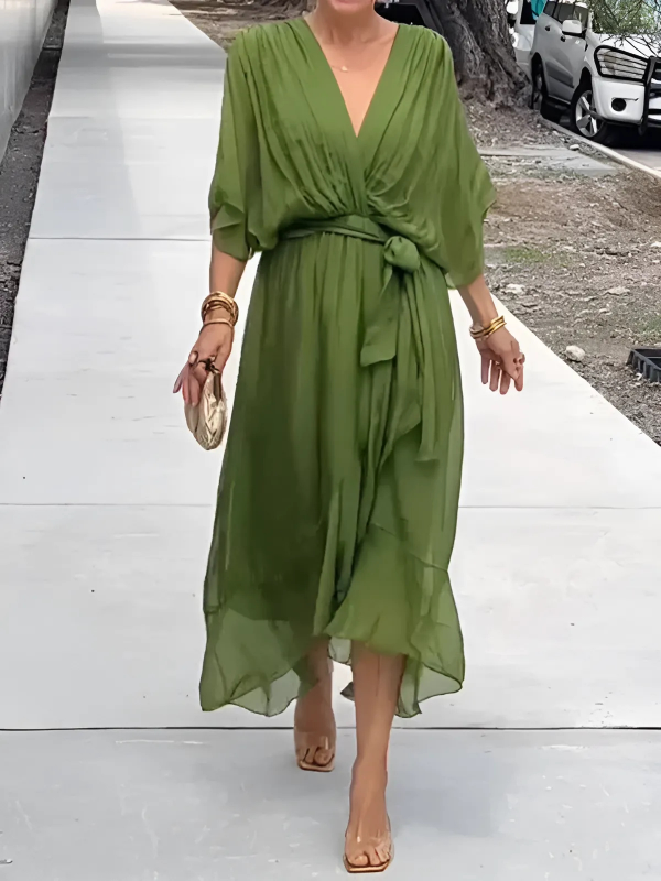 Aaliyah | Refined Kimono Sleeve Wrap Race Dress