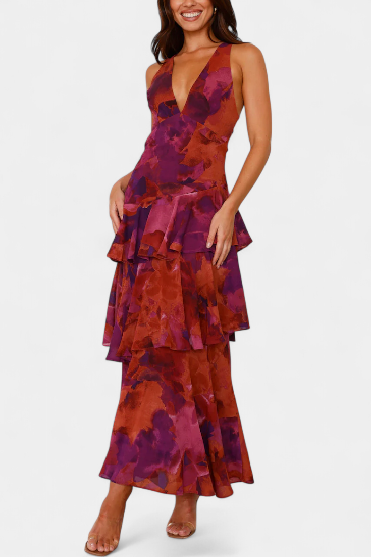 Aaliyah | Refined Tiered Ruffle Maxi Races Dress