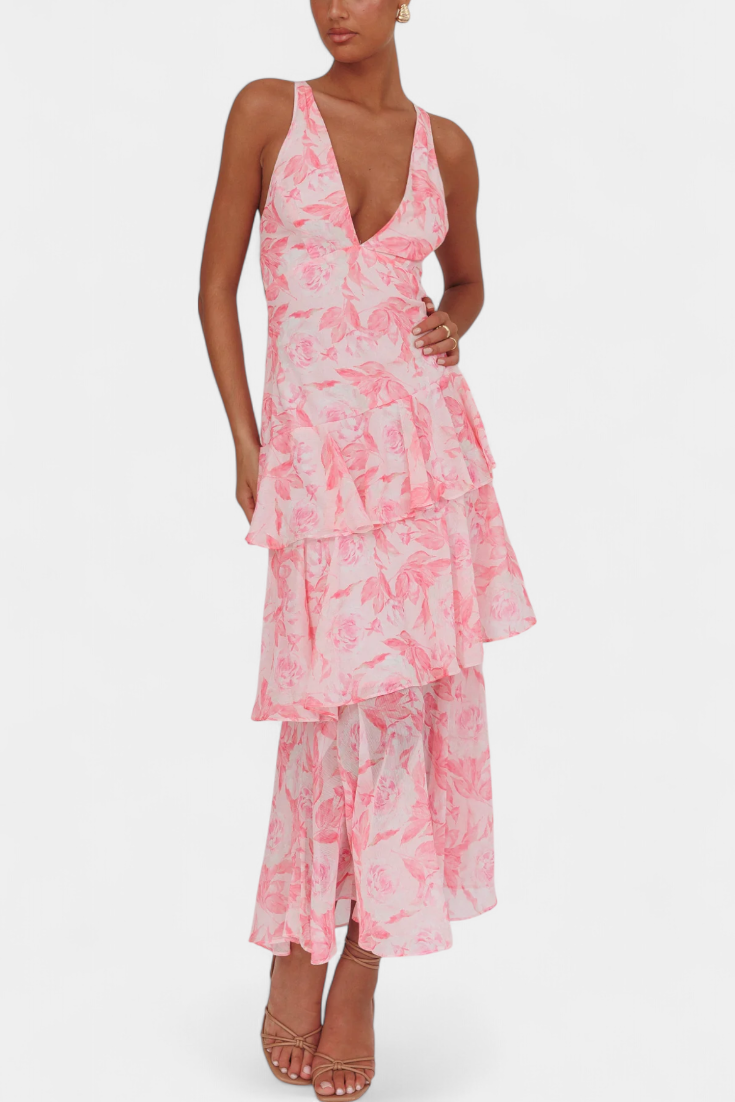 Aaliyah | Refined Tiered Ruffle Maxi Races Dress