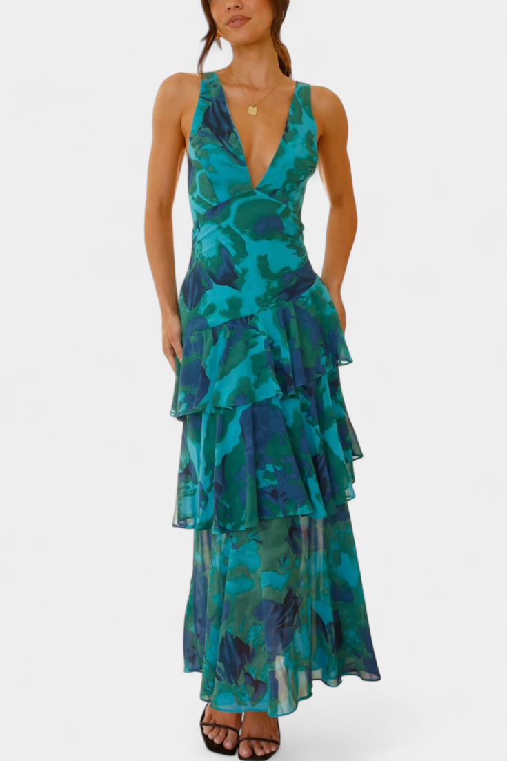 Aaliyah | Refined Tiered Ruffle Maxi Races Dress