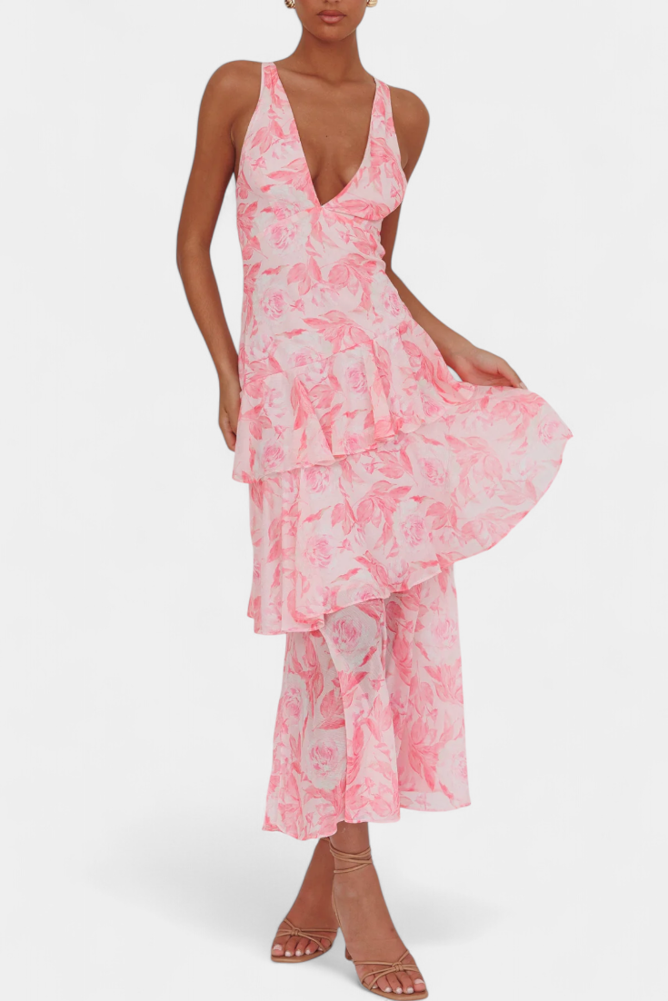 Aaliyah | Refined Tiered Ruffle Maxi Races Dress