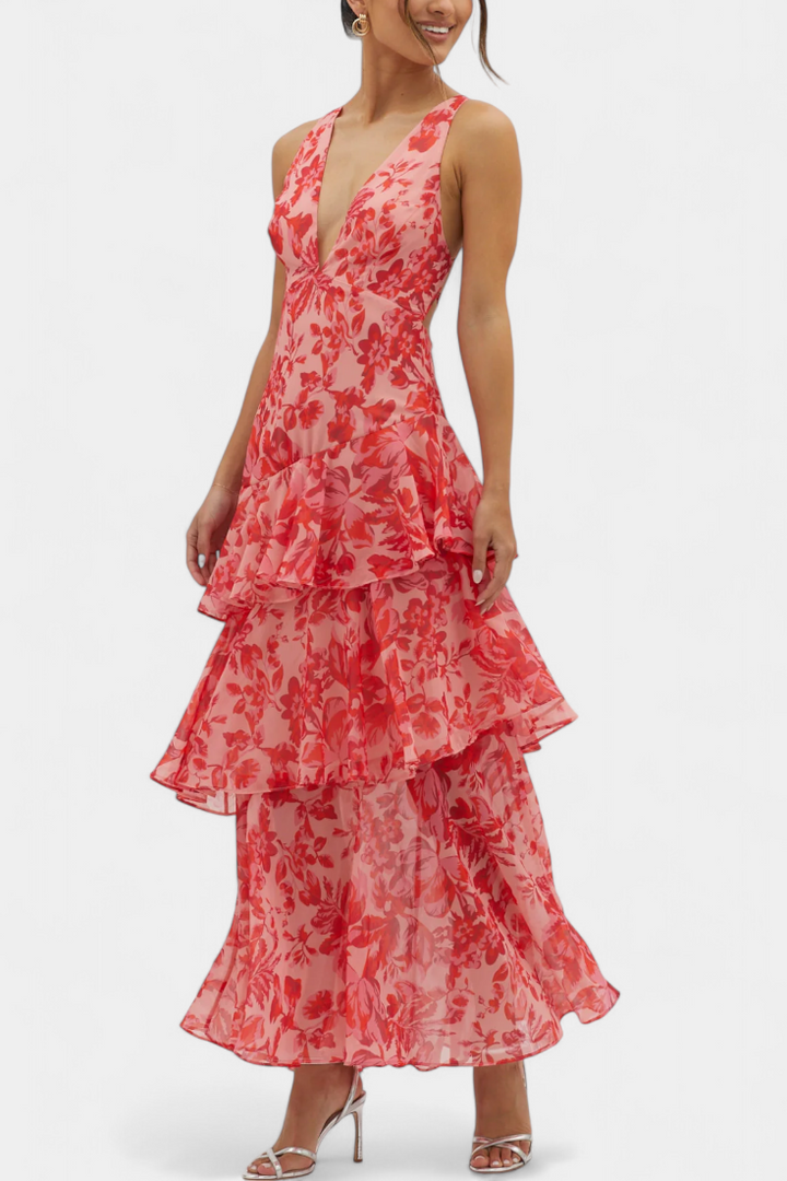 Aaliyah | Refined Tiered Ruffle Maxi Races Dress