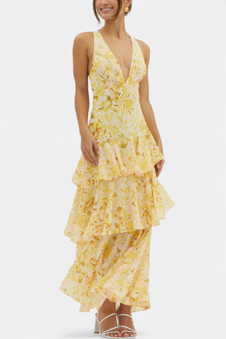 Aaliyah | Refined Tiered Ruffle Maxi Races Dress