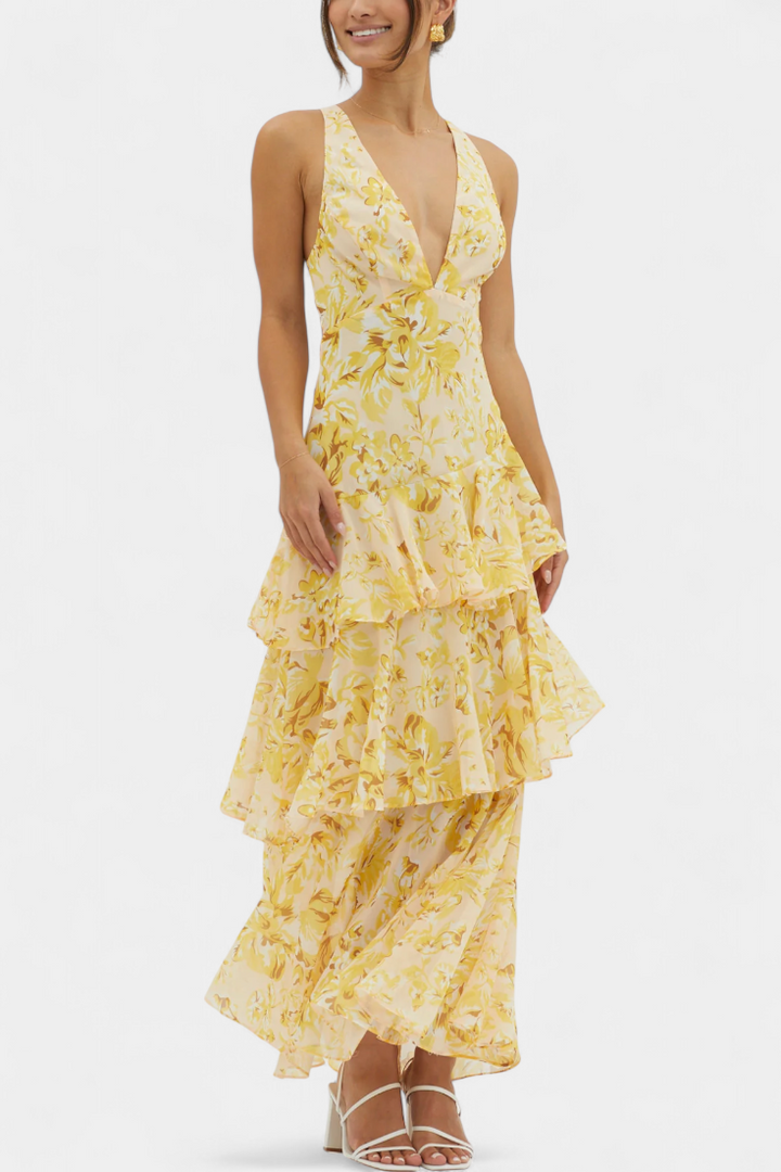 Aaliyah | Refined Tiered Ruffle Maxi Races Dress