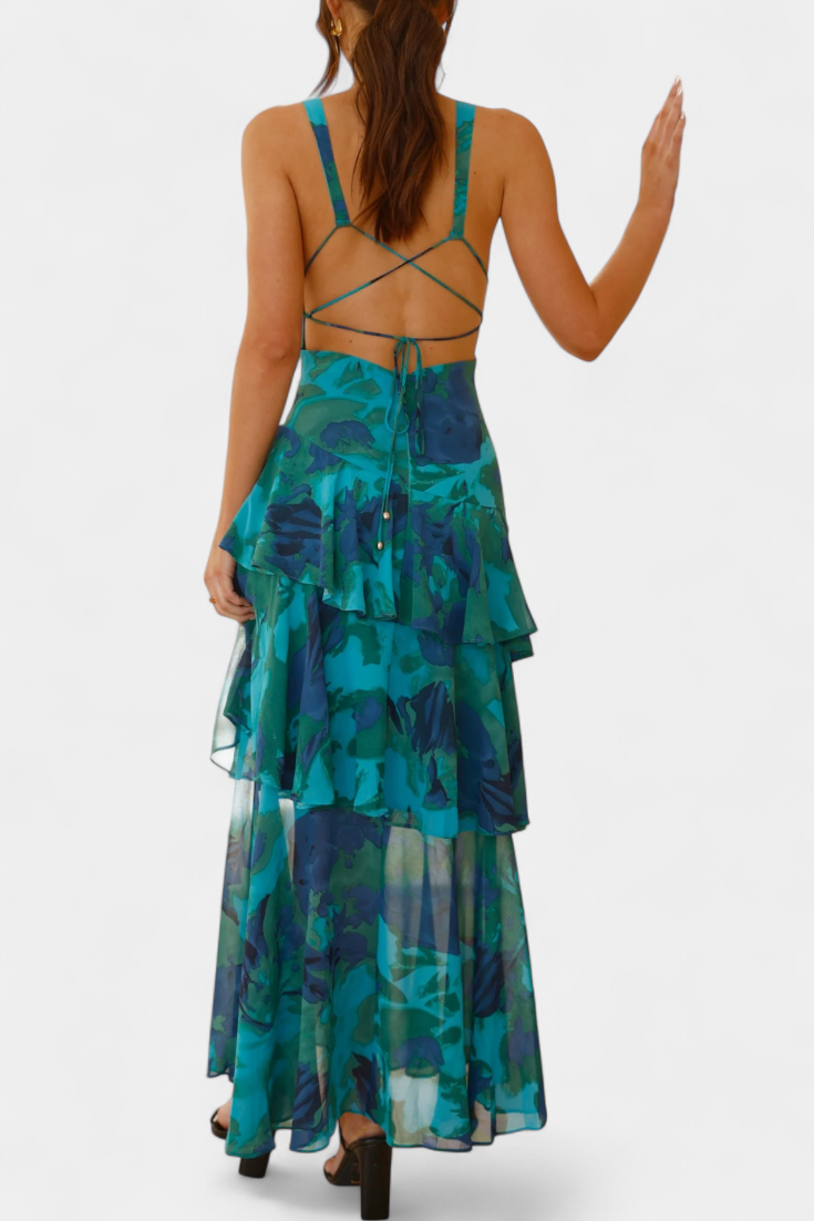 Aaliyah | Refined Tiered Ruffle Maxi Races Dress