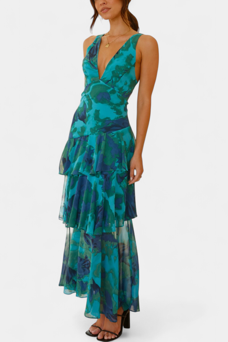 Aaliyah | Refined Tiered Ruffle Maxi Races Dress