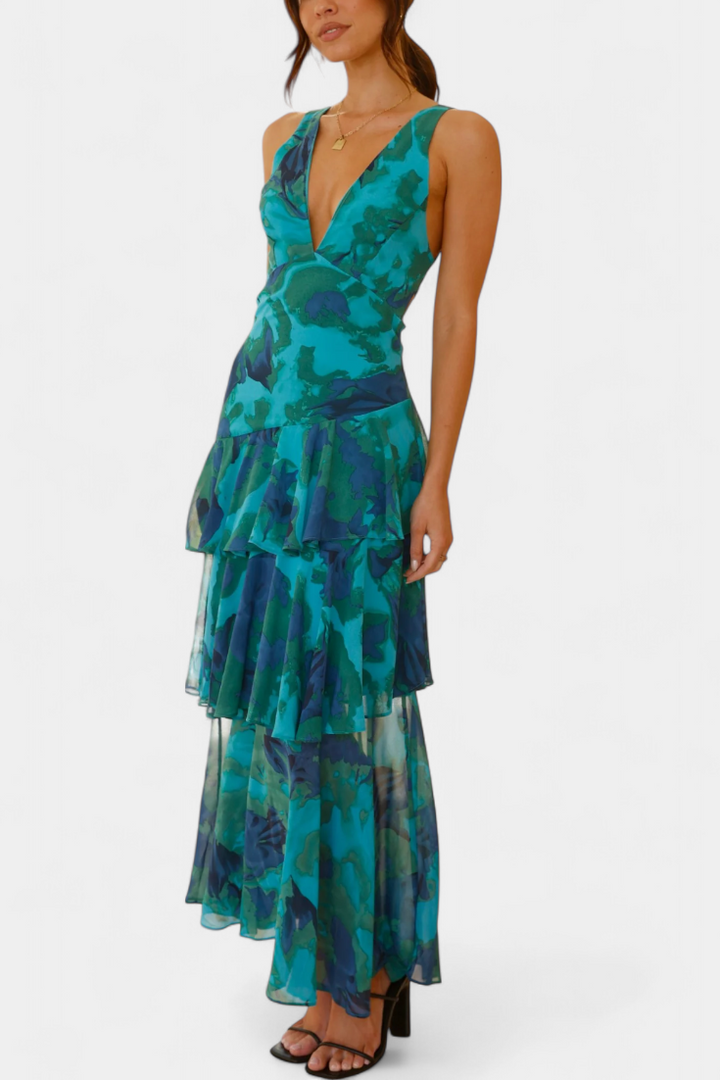 Aaliyah | Refined Tiered Ruffle Maxi Races Dress