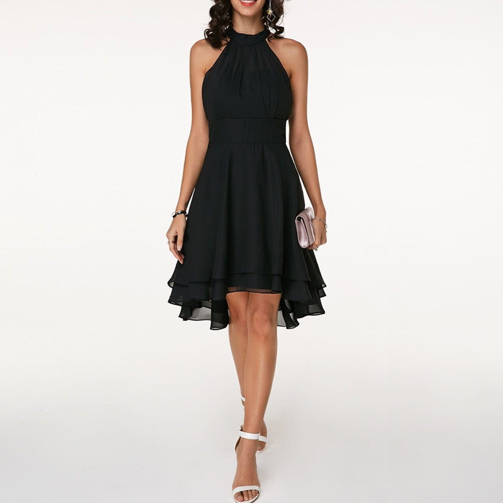 Abigail | Elegant Halter Neck Pleated Cocktail Dress