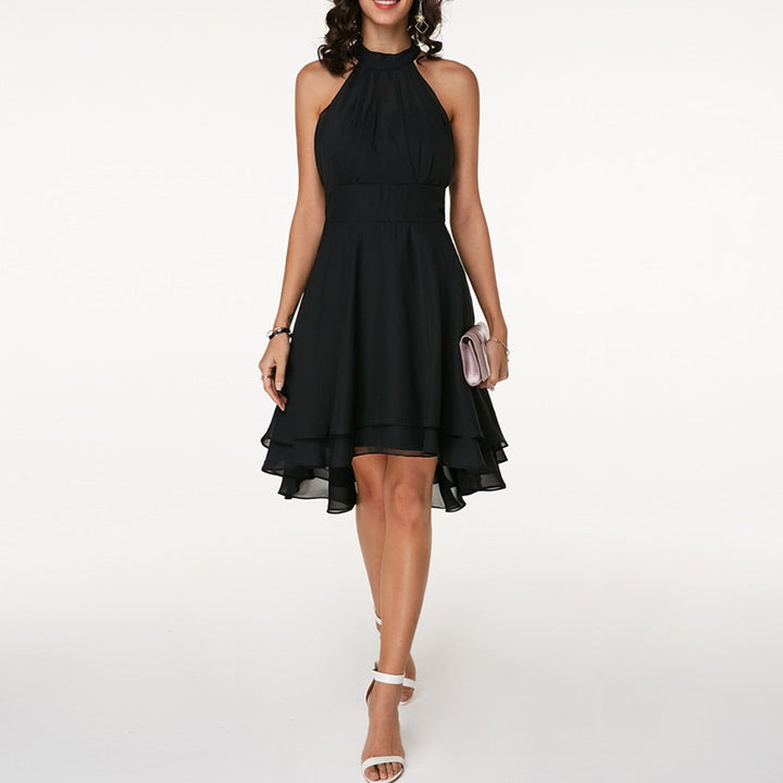 Abigail | Elegant Halter Neck Pleated Cocktail Dress