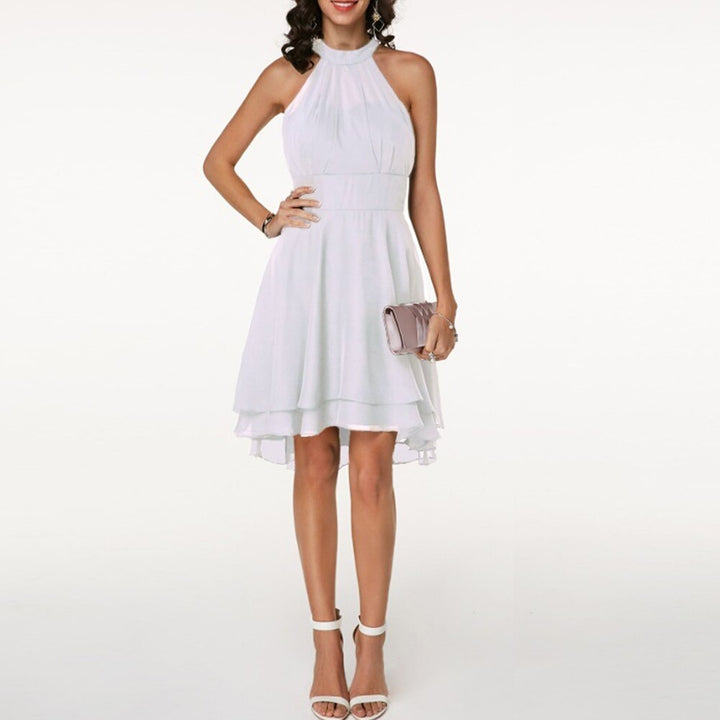 Abigail | Elegant Halter Neck Pleated Cocktail Dress