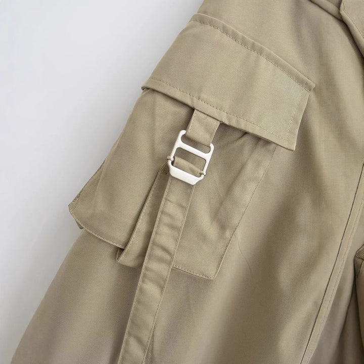 Abigail | Relaxed A-Line Cargo Pocket Midi Skirt