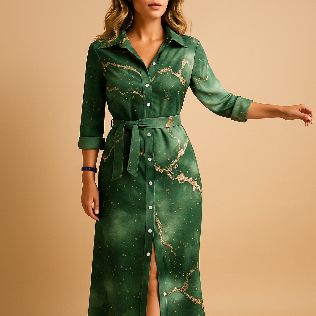 Addison | Chic Striped Maxi Shirt Collar Casual Dress