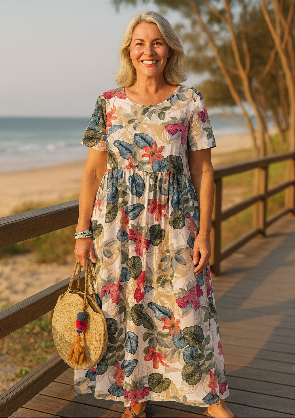 Addison | Classic Floral Print Short Sleeve Casual Dress