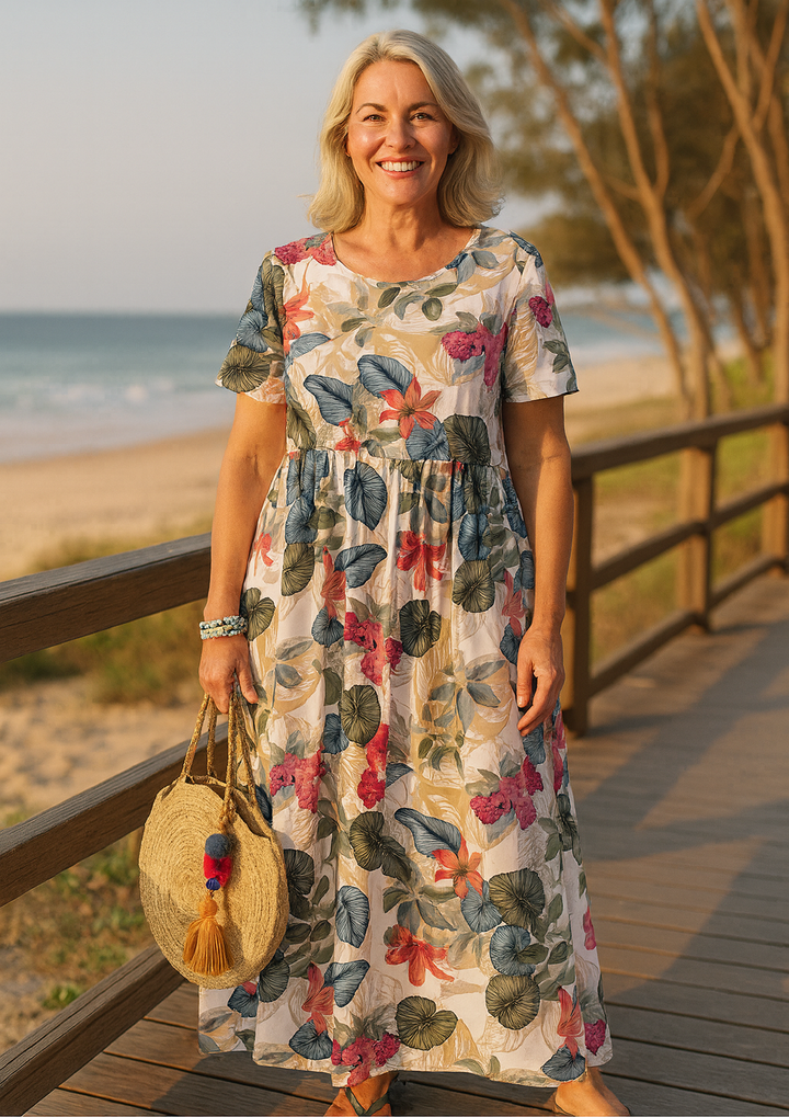 Addison | Classic Floral Print Short Sleeve Casual Dress