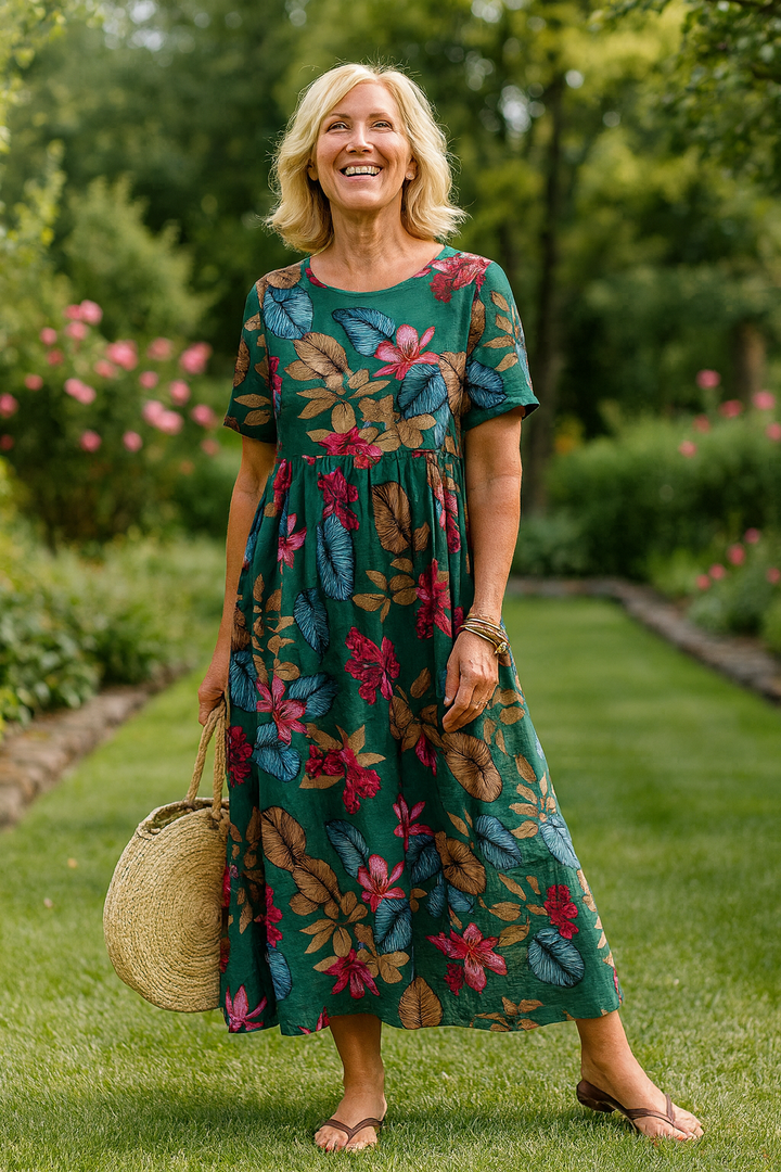 Addison | Classic Floral Print Short Sleeve Casual Dress