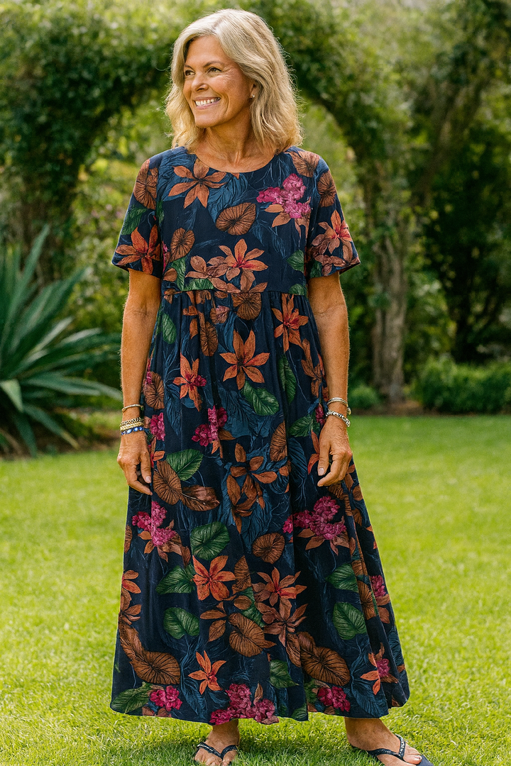 Addison | Classic Floral Print Short Sleeve Casual Dress