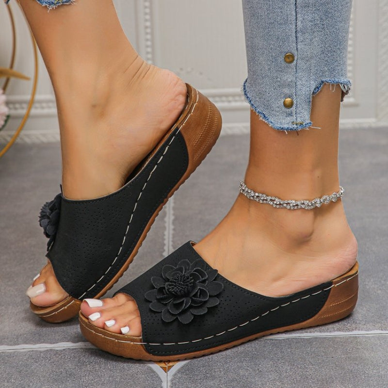 Addison | Effortless Floral Wedge Platform Sandals