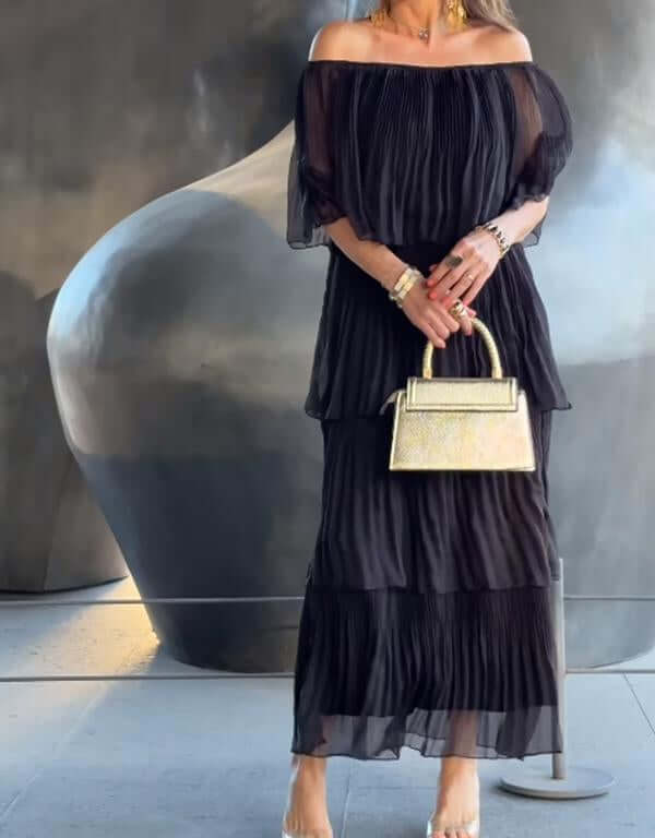 Addison | Effortless Pleated Off-Shoulder Races Dresses