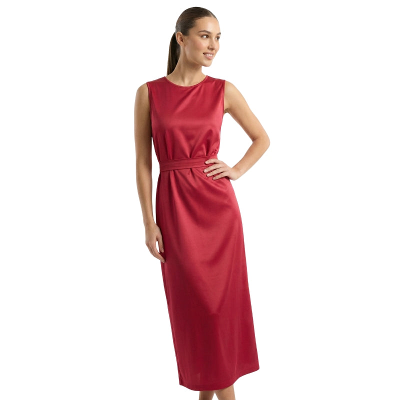 Addison | Polished Pleated Waist Midi Race Dress