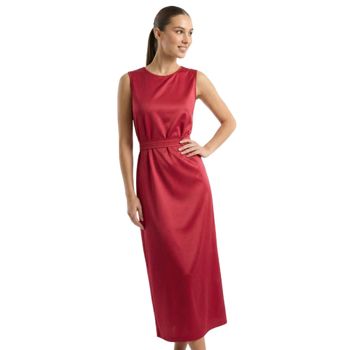 Addison | Polished Pleated Waist Midi Race Dress