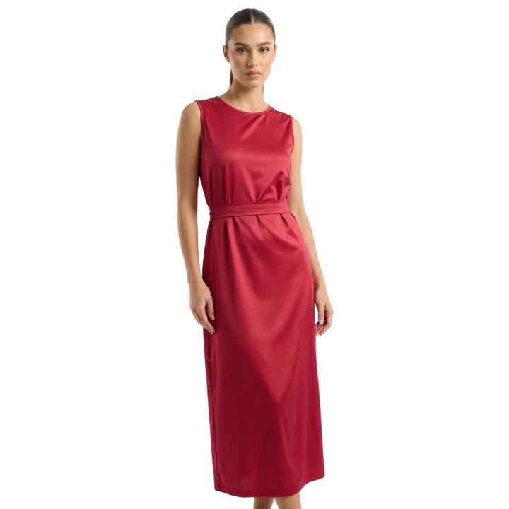 Addison | Polished Pleated Waist Midi Race Dress