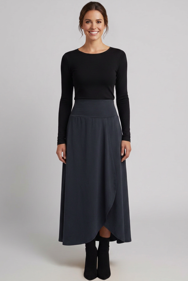 Addison | Refined High Waisted Wrap Front Maxi Skirt