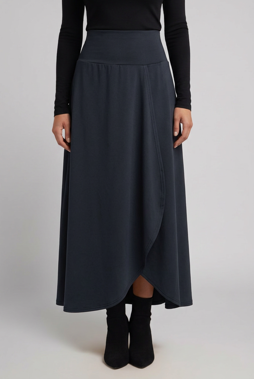 Addison | Refined High Waisted Wrap Front Maxi Skirt