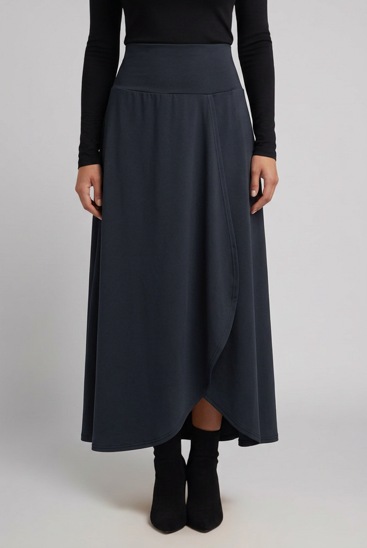Addison | Refined High Waisted Wrap Front Maxi Skirt