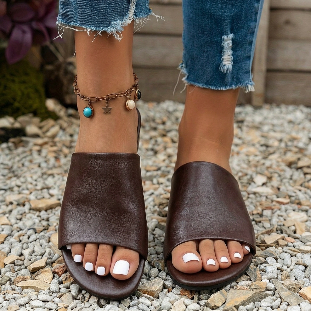 Addison | Refined Open Toe Block Heel Mules