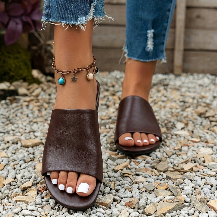 Addison | Refined Open Toe Block Heel Mules