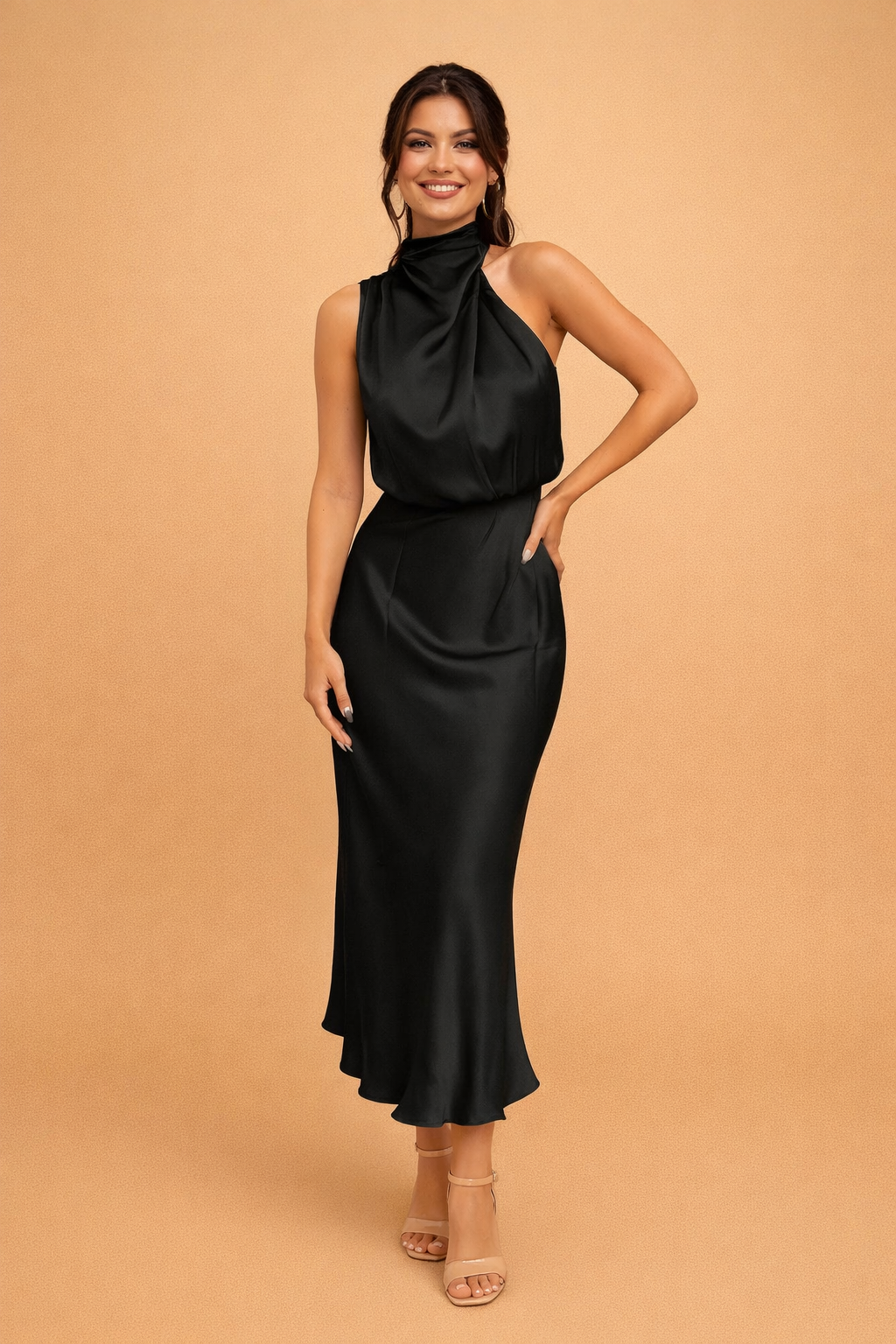 Addison | Stylish One-Shoulder Races Dresses Satin Midi Dress