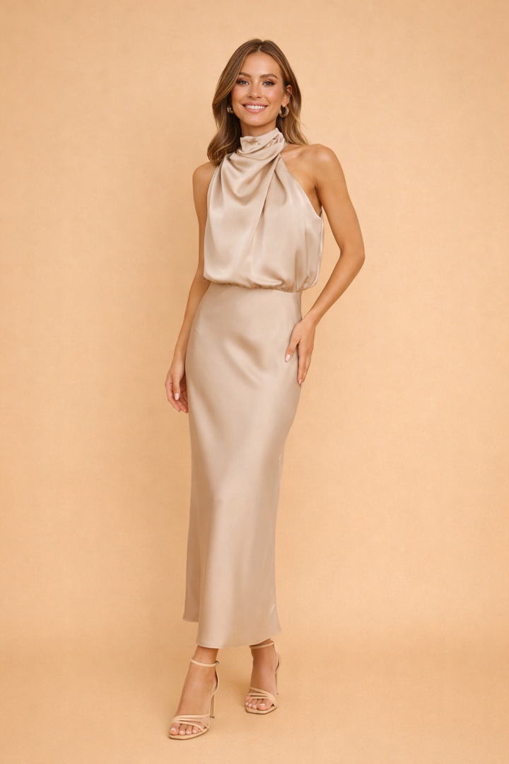 Addison | Stylish One-Shoulder Races Dresses Satin Midi Dress