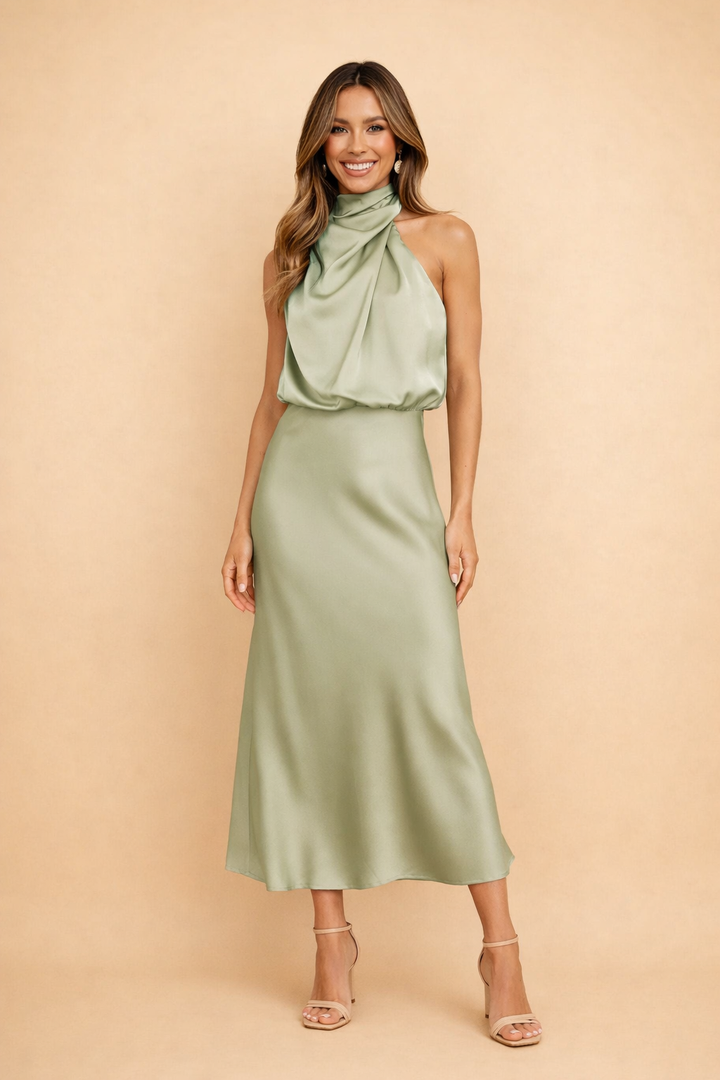 Addison | Stylish One-Shoulder Races Dresses Satin Midi Dress