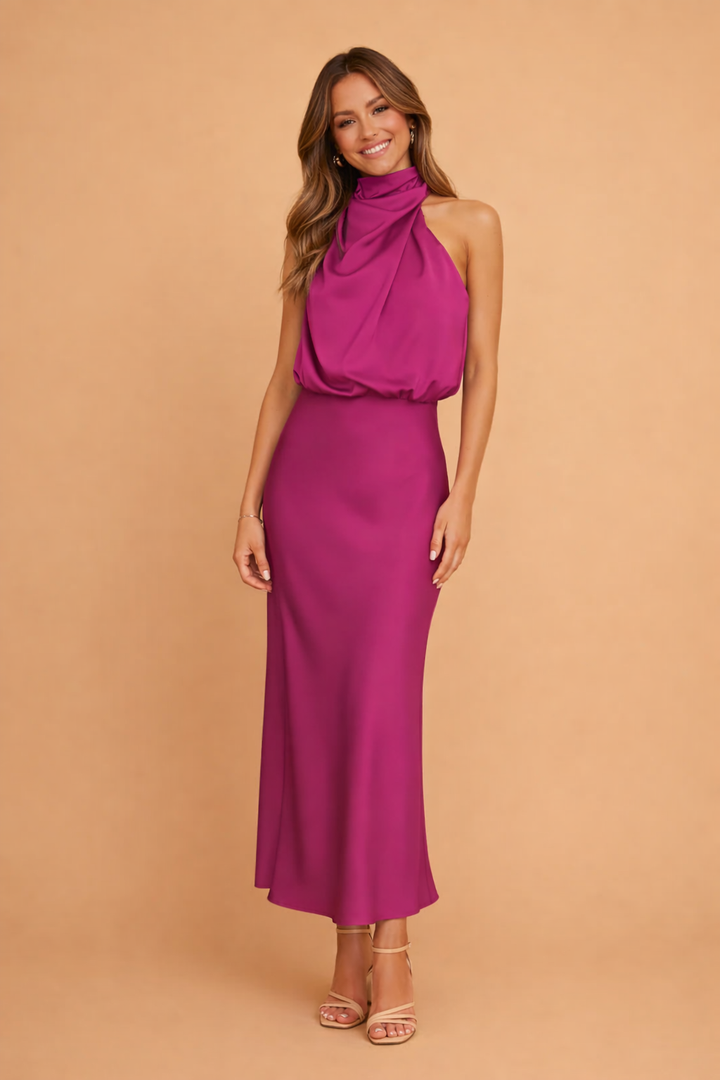 Addison | Stylish One-Shoulder Races Dresses Satin Midi Dress