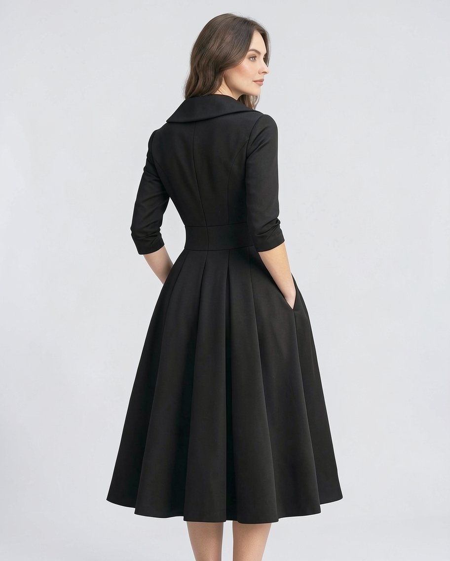 Adeline | Classic Shawl Collar Wrap Cocktail Midi Dress
