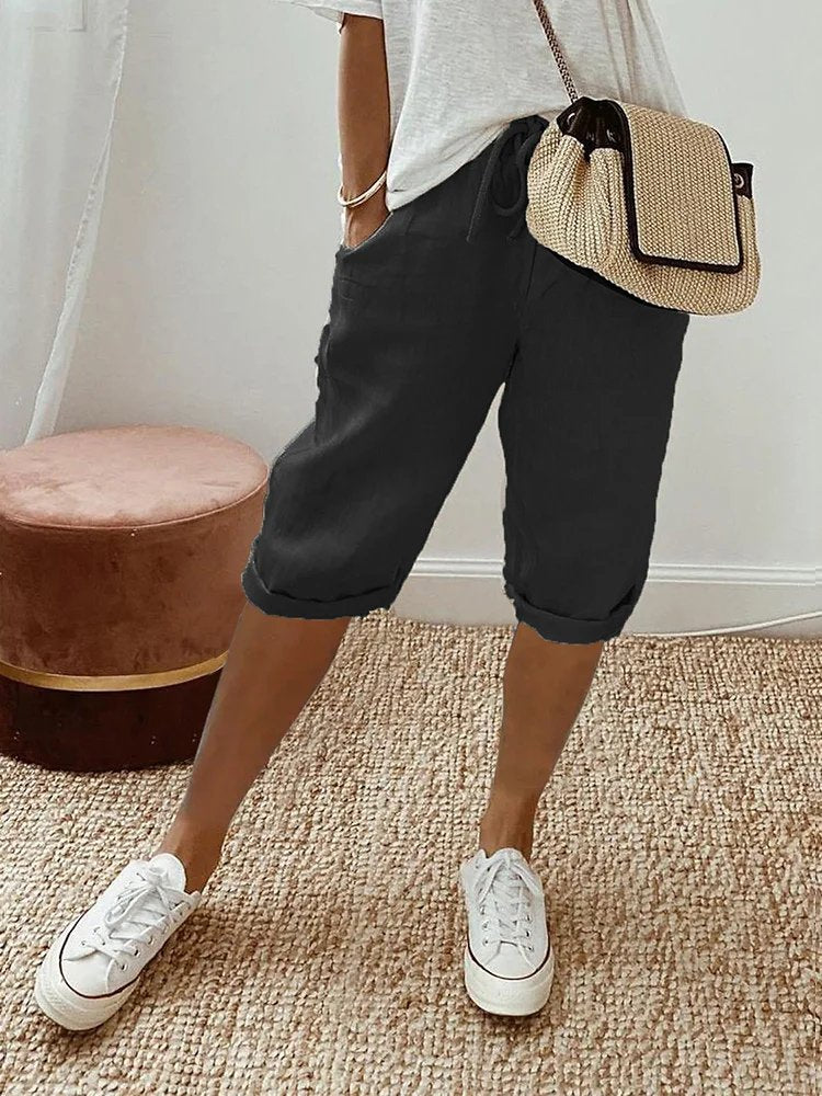 Adeline | Cosy Drawstring Cropped Bermuda Shorts