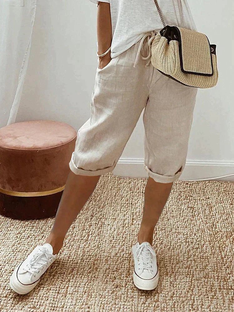 Adeline | Cosy Drawstring Cropped Bermuda Shorts