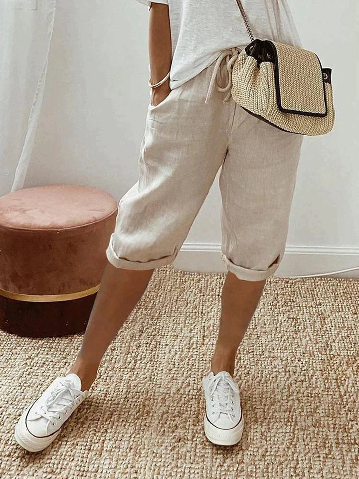 Adeline | Cosy Drawstring Cropped Bermuda Shorts