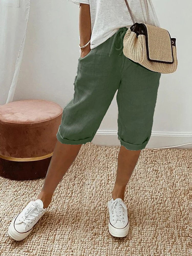 Adeline | Cosy Drawstring Cropped Bermuda Shorts